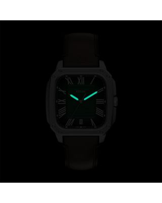 Crosby Three-Hand Brown Leather Watch, 42mm x 30mm