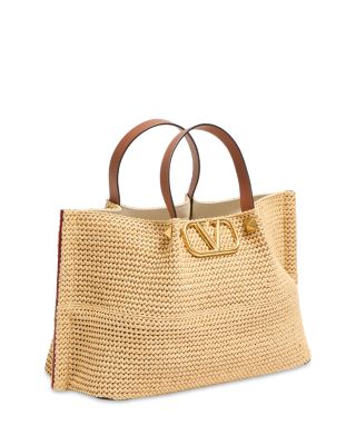 Medium Vlogo Raffia Tote