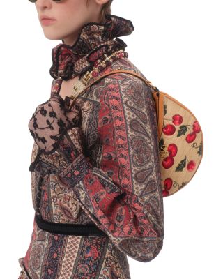 Vlogo Signature Mini Cherryfic Raffia Hobo Shoulder Bag