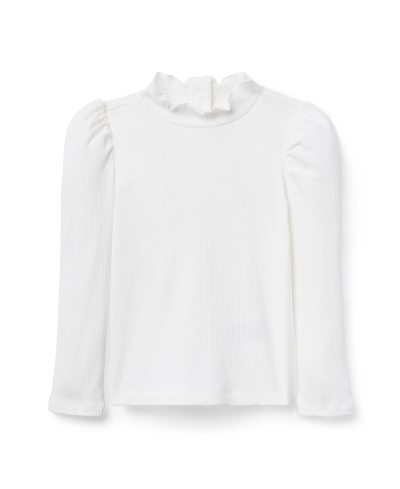 Janie And Jack Girls' Ribbed Turtleneck - Baby, Little Kid, Big Kid In White