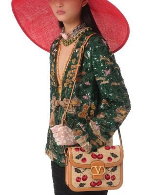 9To5 VLogo Raffia Shoulder Bag