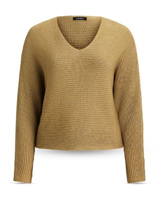 Metallic Rib Knit Dolman Sleeve Sweater