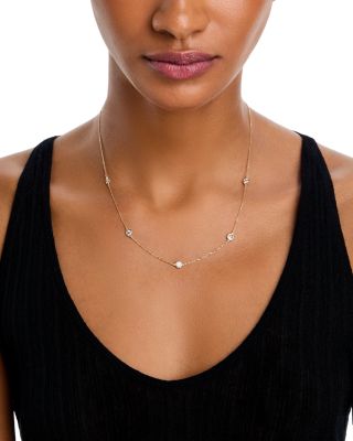Diamond Bezel Station Necklace in 14K Gold, 1.0 tcw