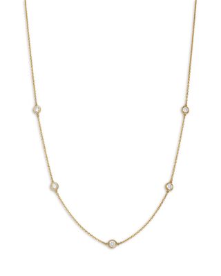 Diamond Bezel Station Necklace in 14K Gold, 0.75 tcw