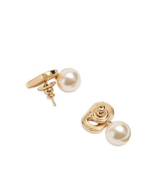 Imitation Pearl Drop Earrings, 0.8"L