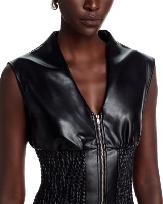 Faux Leather Zippered Dress