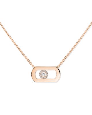 18K Rose Gold So Move Diamond Oval Pendant Necklace, 17.71"