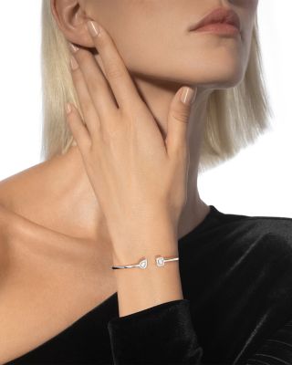 18K White Gold My Twin Diamond Pear & Emerald Cut Toi & Moi Halo Cuff Bracelet