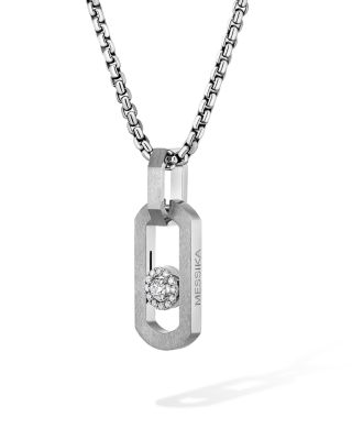 Titanium So Move Diamond Oval Pendant Necklace, 28.74"