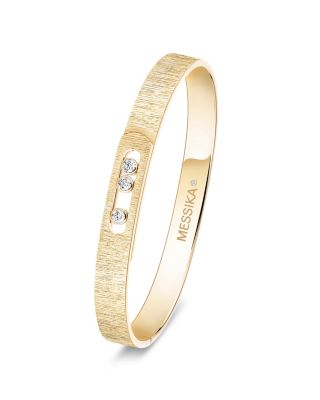 18K Gold Move Noa Diamond Cisel&eacute; Textured Bangle Bracelet