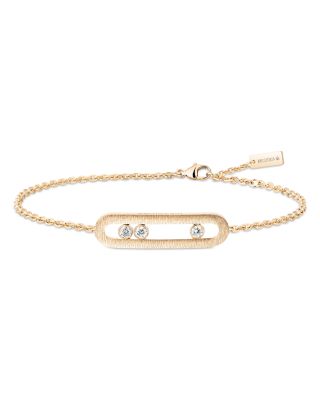 18K Yellow Gold Move Classique Diamond Polished Oval Chain Link Bracelet