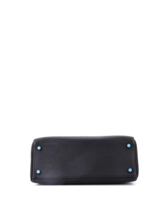  Kelly 28 Handbag Black Togo with Palladium Hardware