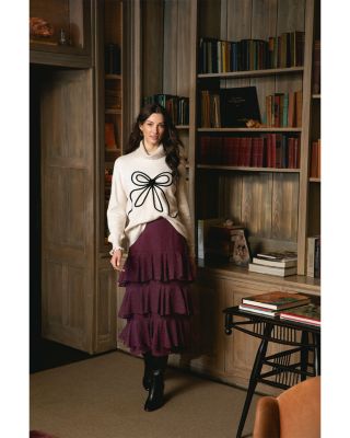 Embroidered Ribbon Turtleneck Sweater