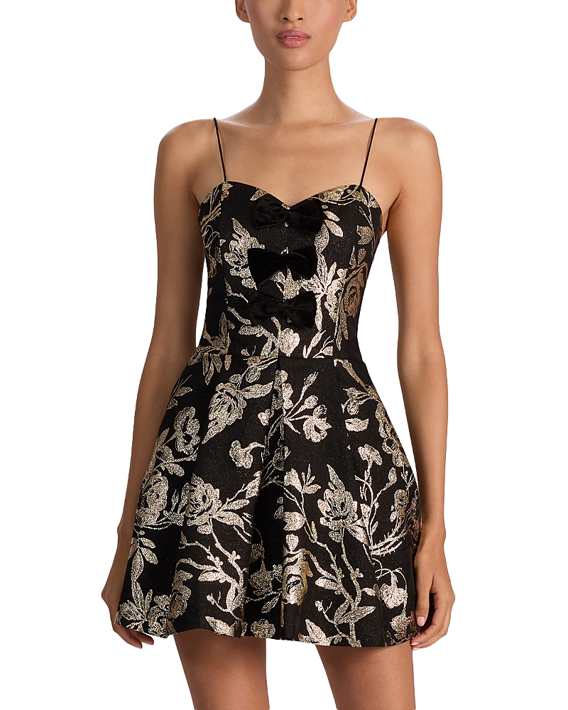 Alice And Olivia Daniela Bow Front Dress In Multi