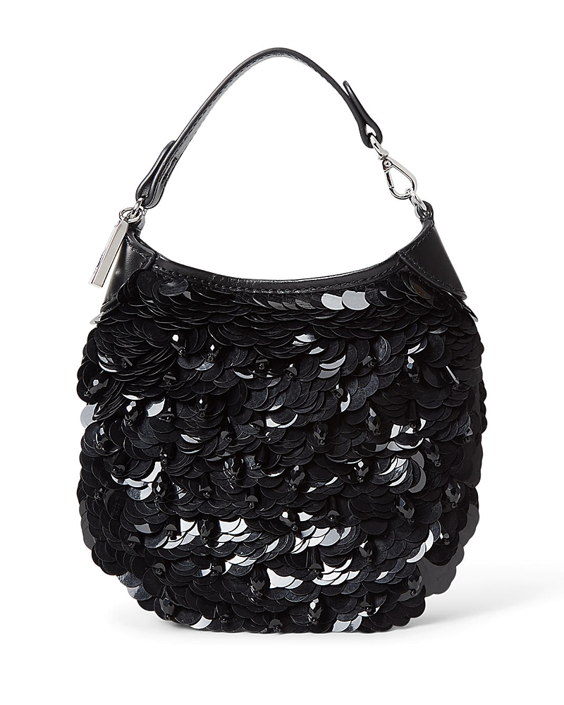 Polo Ralph Lauren Polo Id Small Silk Paillette Pouch In Black