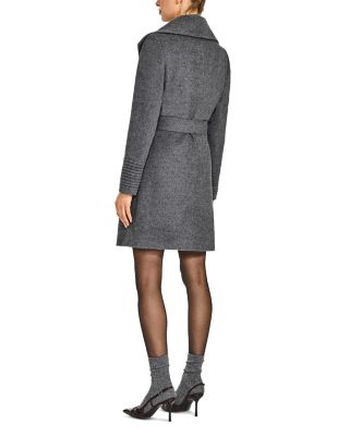 Mid Length Shawl Collar Wrap Coat