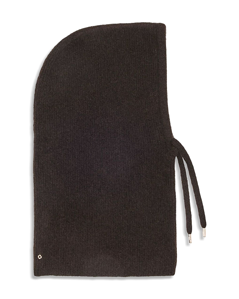 Maje Womens Branded Wool-blend Balaclava Dark Brown In Brown