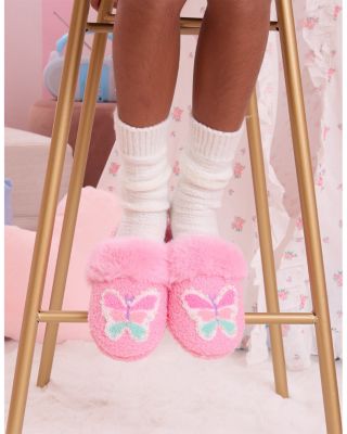 Girls' Butterfly Pearl Plush Slippers