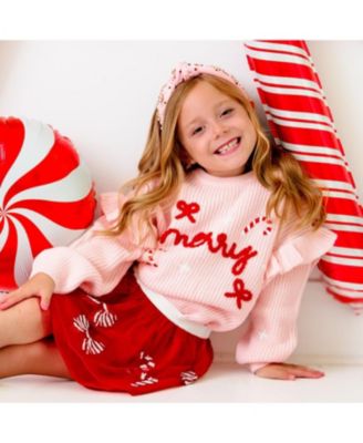Girls' Coquette Merry Christmas Knit Sweater - Baby, Little Kid