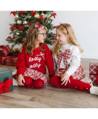 Girls' Christmas Plaid Layered Bow Headband