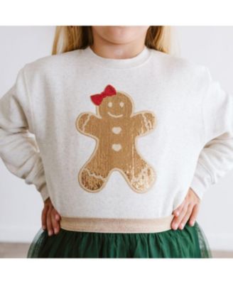 Girls&#39; Gingerbread Sequin Patch Christmas Sweatshirt - Little Kid, Big Kid