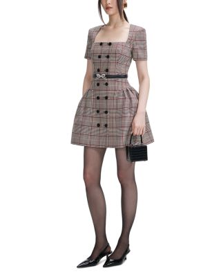 Check Short Sleeved Mini Dress