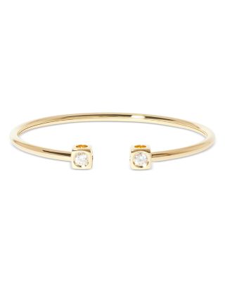 18K Yellow Gold Le Cube Diamant Diamond Cube Set Wire Cuff Bracelet