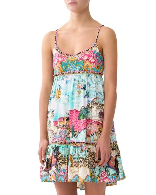 Printed Scoop Neck Dress Swim Cover-Up
