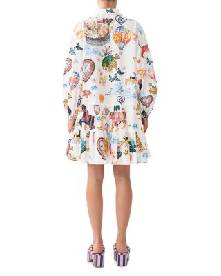 Printed Long Sleeve Tiered Dress