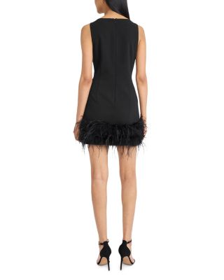Feather Trim Mini Dress