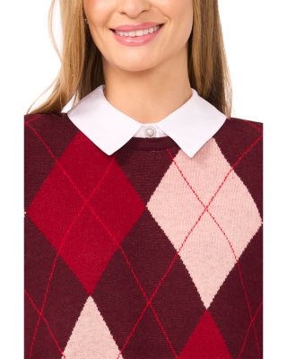 Layered Look Argyle Sweater