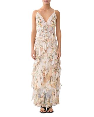 Silk Asymmetrical Ruffle Dress