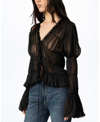  Ruched Sheer Blouse