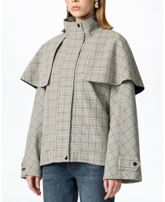 Belted Glen Check Cape Trench Coat