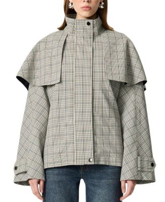 Belted Glen Check Cape Trench Coat