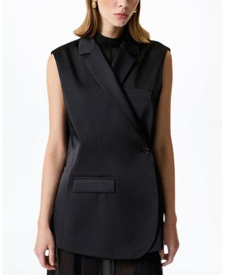 Asymmetric Buttoned Longline Vest