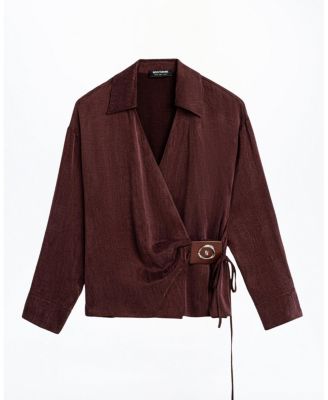 Logo Buckle Wrap Blouse