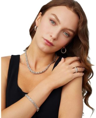  Sterling Silver Byzantine Artisan Graduated Necklace, 17"