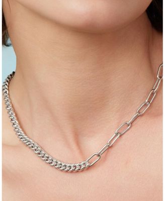  Sterling Silver Curb Clip Link Connector Clasp Necklace, 18"