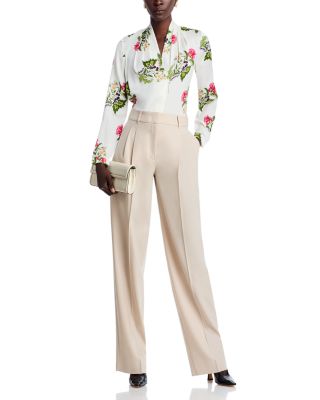 Palm Silk Blend Floral Blouse