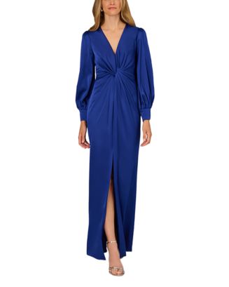 Aidan Mattox Twist Front Satin Dress | Bloomingdale's Women