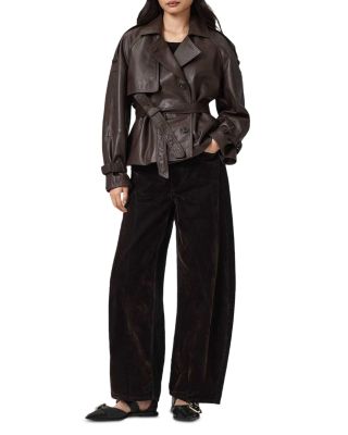 Helena Flocked High Rise Jeans in Cocoa Brown