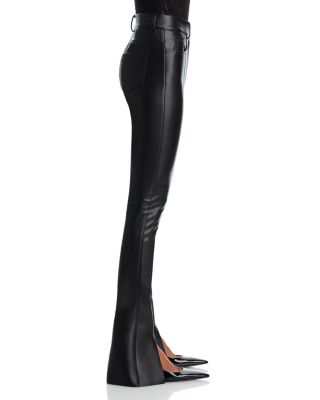 Spat Faux Leather Split Hem Jeans in Black