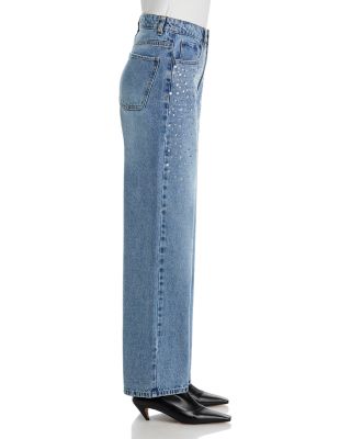 Taylor Embellished Straight Jeans in Forever Blue