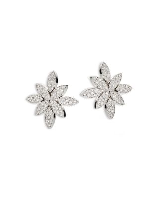 18K White Gold Ghirlanda Diamond Pav&eacute; Cluster Flower Statement Earrings