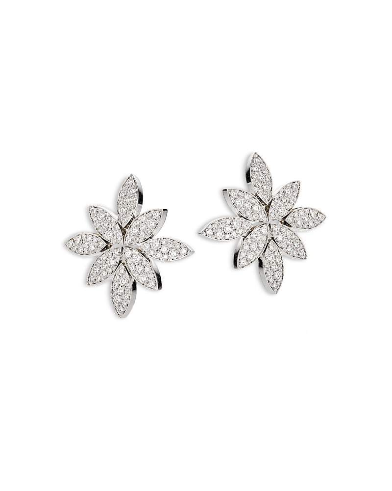 Pasquale Bruni 18K White Gold Ghirlanda Diamond Pave Cluster Flower Statement Earrings