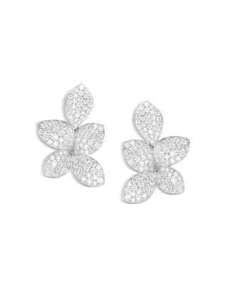 18K White Gold Giardini Segreti Diamond Pav&eacute; Cluster Flower Statement Earrings