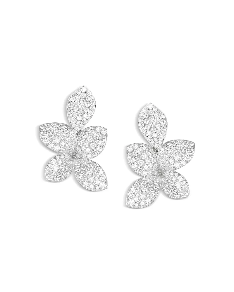 Pasquale Bruni 18K White Gold Giardini Segreti Diamond Pave Cluster Flower Statement Earrings