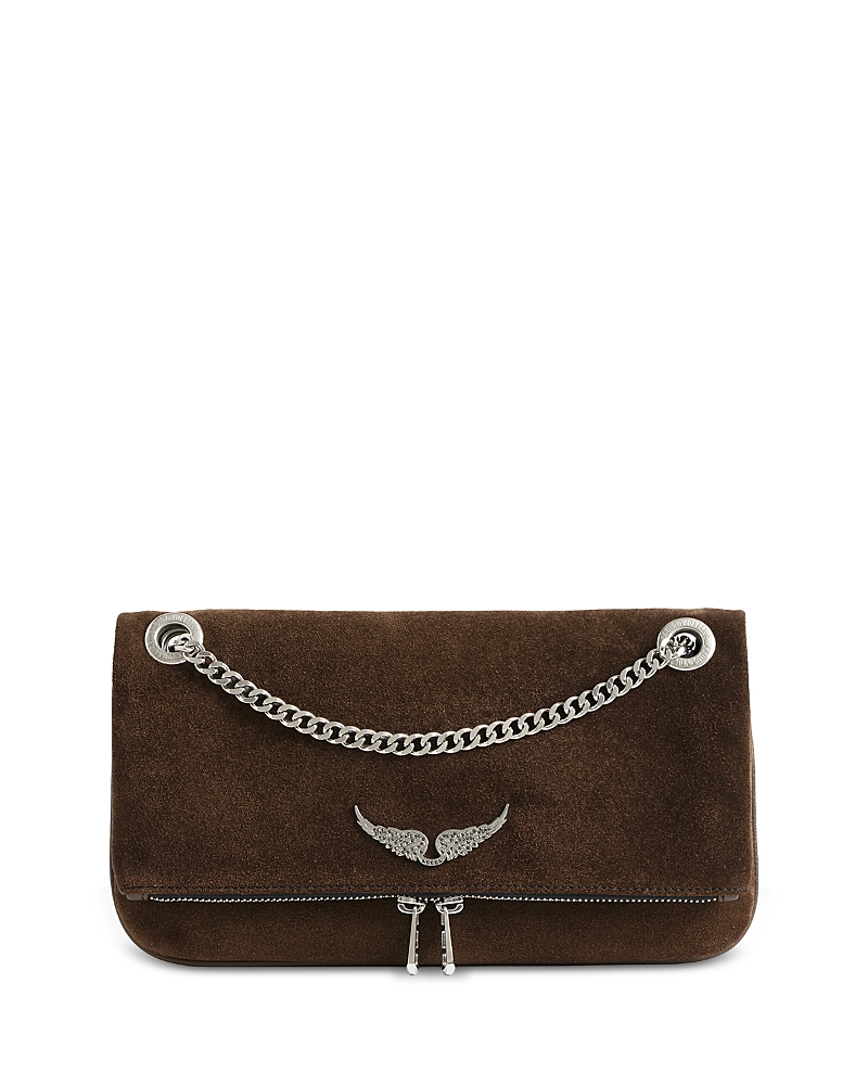 Zadig & Voltaire Womens Rock Ii Leather Clutch Wood In Brown