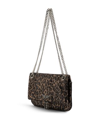 Rock II Metallic Leopard Print Leather Clutch